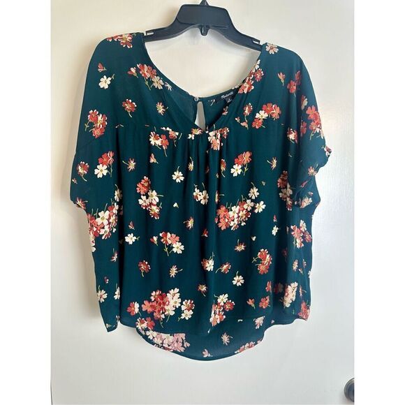 Madewell green floral short sleeve top size M - Picture 2 of 5